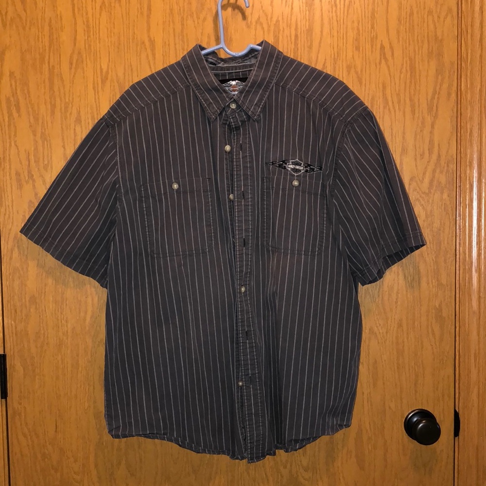 Harley Davidson Mens Short Sleeve Button Down